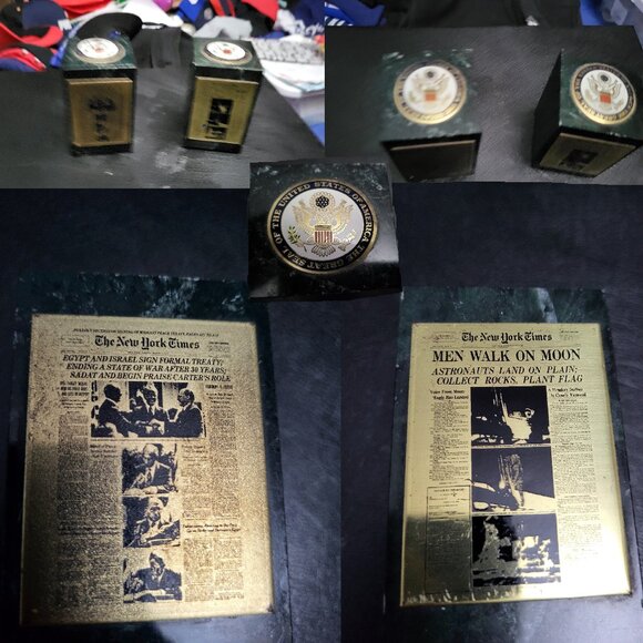 Vintage, Collectible Marble Paperweights w/ Great Seal of USA & iconic NY Times - Picture 9 of 12